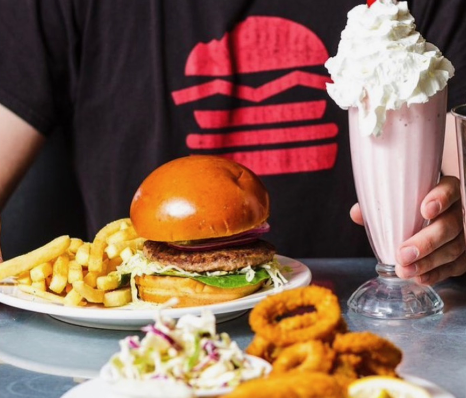 Hamburger, Onion Rings and Shake Picture